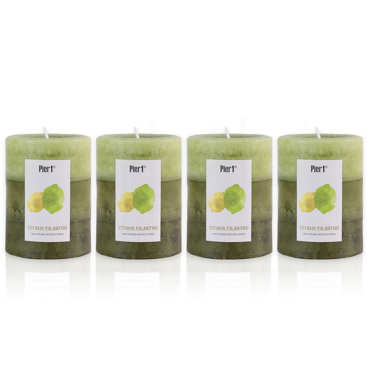 Pier 1 Citrus Cilantro 3x4 Layered Set of 4 Pillar Candles